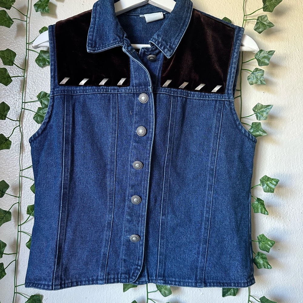 Denim Vest with Black Accents